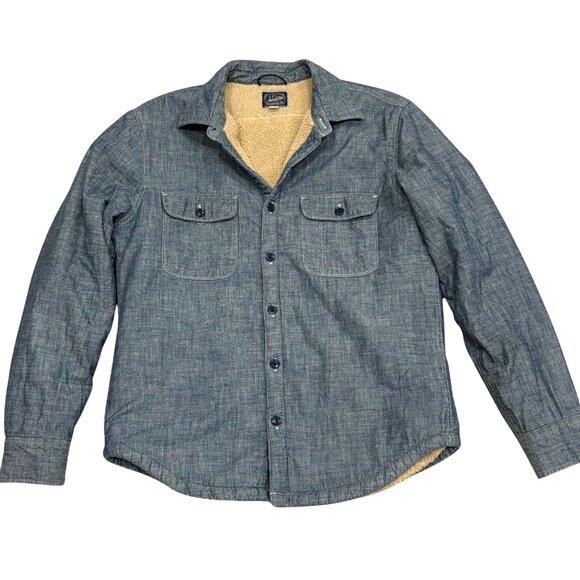 J.Crew Men’s Vintage Sherpa Lined Chambray Shirt Jacket Medium – Blue Shacket - Picture 2 of 9